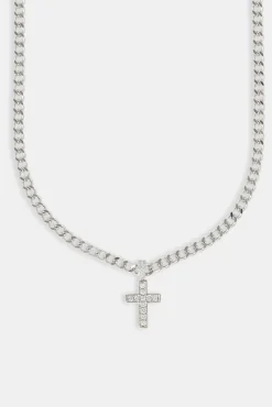 JWL-CHN Iced Drop Cross Cuban Chain - 5mm