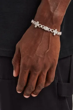 JWL-BRA Iced Evil Eye & Cross Infinity Link Bracelet - 8mm