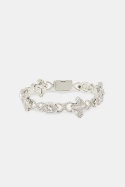 JWL-BRA Iced Evil Eye & Cross Infinity Link Bracelet - 8mm