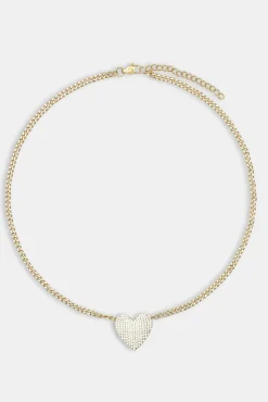 Women JWL-NECK Iced Heart Necklace - Gold