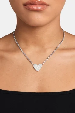Women JWL-NECK Iced Heart Necklace - White