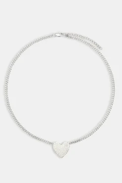 Women JWL-NECK Iced Heart Necklace - White