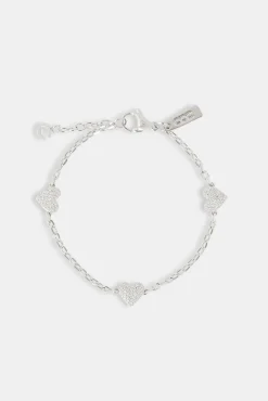 Women JWL-BRA Iced Heart Thin Link Bracelet - 2.5mm