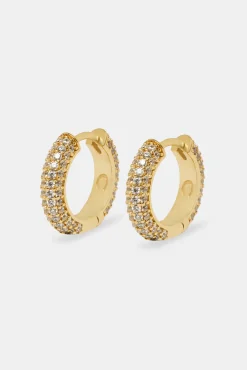JWL-EAR Iced Hoop Earrings - Gold