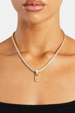 Women JWL-PEND Iced Mini Bubble Pendant & Tennis Chain - Gold 3mm