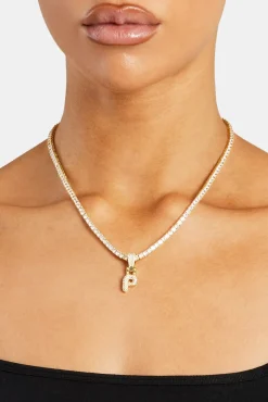 Women JWL-PEND Iced Mini Bubble Pendant & Tennis Chain - Gold 3mm