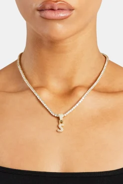 Women JWL-PEND Iced Mini Bubble Pendant & Tennis Chain - Gold 3mm