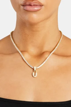 Women JWL-PEND Iced Mini Bubble Pendant & Tennis Chain - Gold 3mm