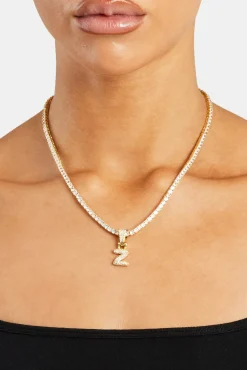 Women JWL-PEND Iced Mini Bubble Pendant & Tennis Chain - Gold 3mm