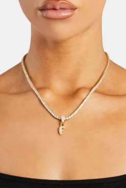 Women JWL-PEND Iced Mini Bubble Pendant & Tennis Chain - Gold 3mm