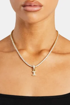 Women JWL-PEND Iced Mini Bubble Pendant & Tennis Chain - Gold 3mm
