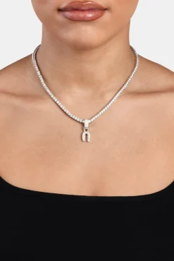 Women JWL-PEND Iced Mini Bubble Pendant & Tennis Chain - White 3mm