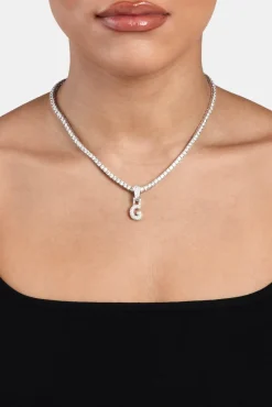 Women JWL-PEND Iced Mini Bubble Pendant & Tennis Chain - White 3mm