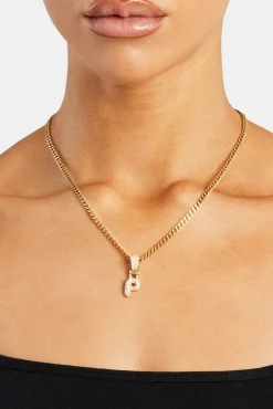 Women JWL-PEND Iced Mini Bubble Pendant & Micro Cuban Chain - Gold