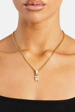 Women JWL-PEND Iced Mini Bubble Pendant & Micro Cuban Chain - Gold