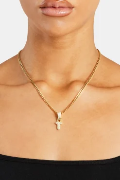 Women JWL-PEND Iced Mini Bubble Pendant & Micro Cuban Chain - Gold