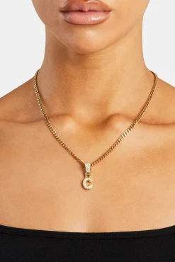 Women JWL-PEND Iced Mini Bubble Pendant & Micro Cuban Chain - Gold