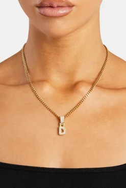 Women JWL-PEND Iced Mini Bubble Pendant & Micro Cuban Chain - Gold