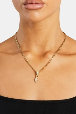 Women JWL-PEND Iced Mini Bubble Pendant & Micro Cuban Chain - Gold