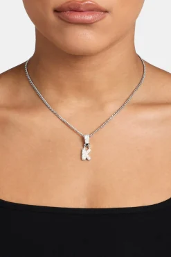Women JWL-PEND Iced Mini Bubble Pendant & Micro Cuban Chain - White