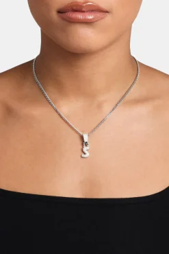 Women JWL-PEND Iced Mini Bubble Pendant & Micro Cuban Chain - White