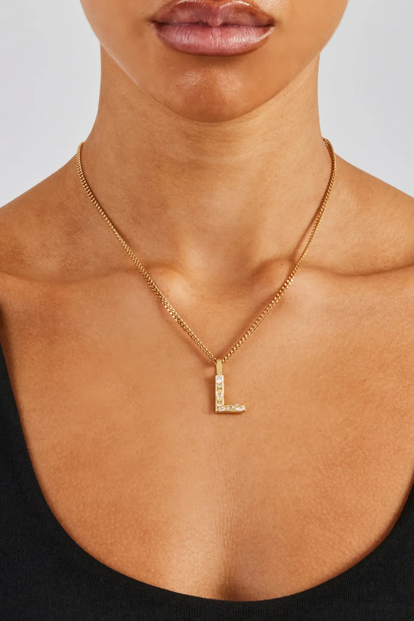 Women JWL-PEND Iced Mixed Stone Letter Pendant & Rope Chain