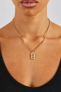 Women JWL-PEND Iced Mixed Stone Letter Pendant - 25mm