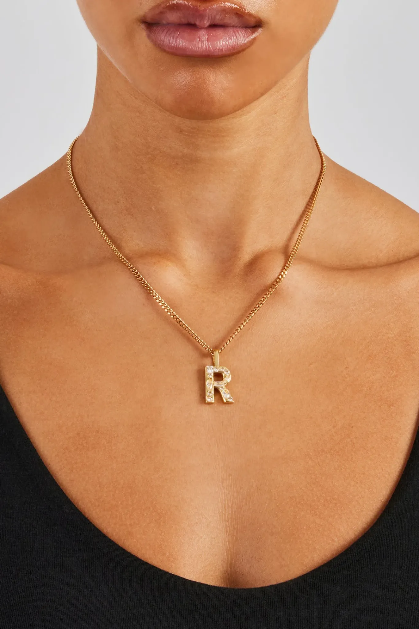 Women JWL-PEND Iced Mixed Stone Letter Pendant - 25mm