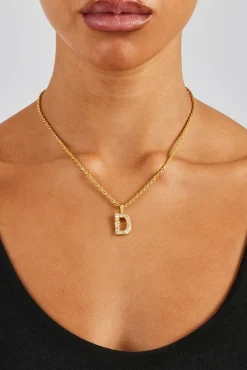 Women JWL-PEND Iced Mixed Stone Letter Pendant - 25mm