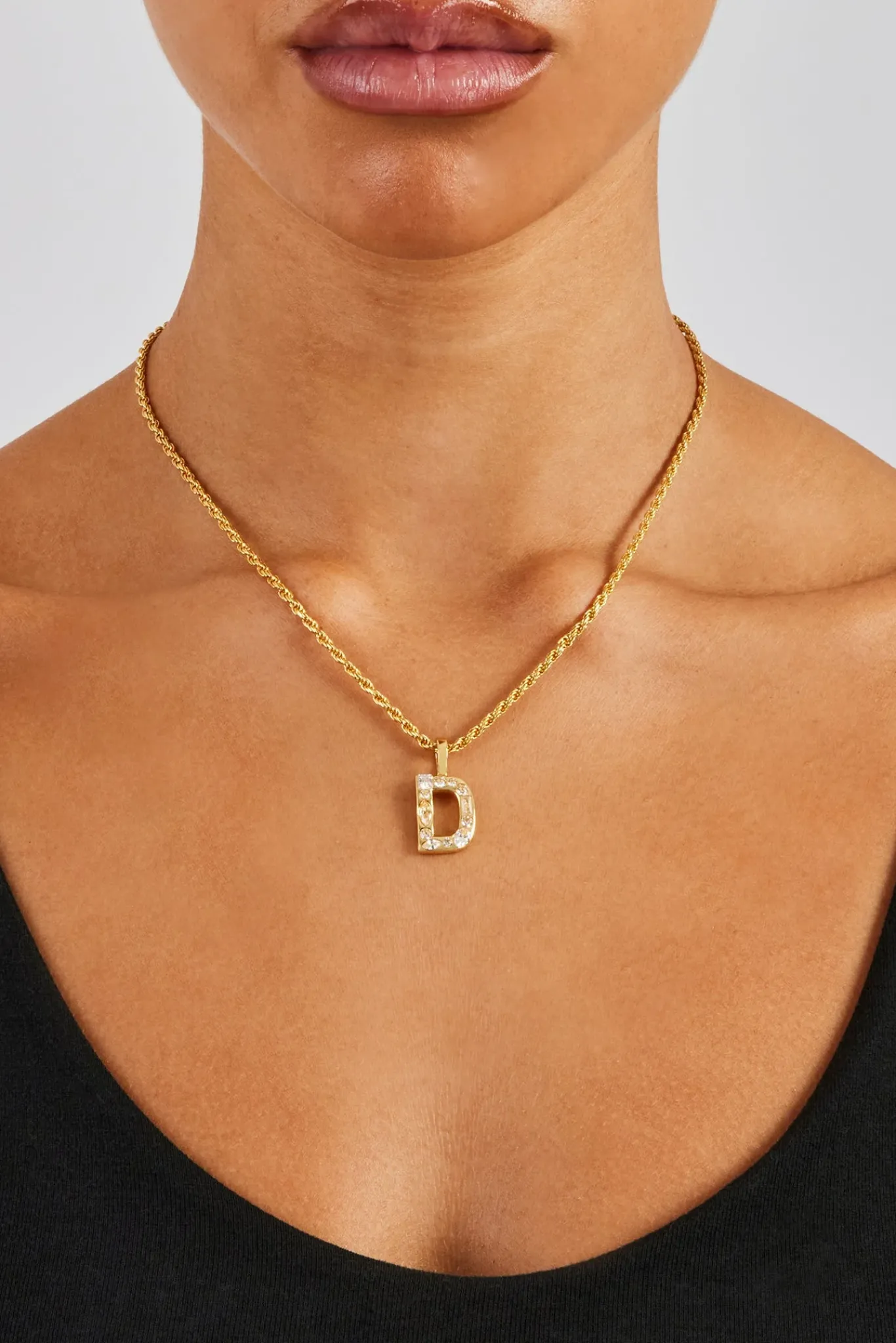 Women JWL-PEND Iced Mixed Stone Letter Pendant - 25mm