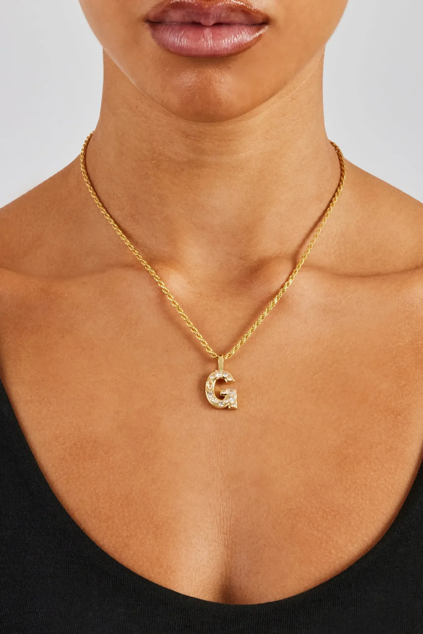 Women JWL-PEND Iced Mixed Stone Letter Pendant - 25mm