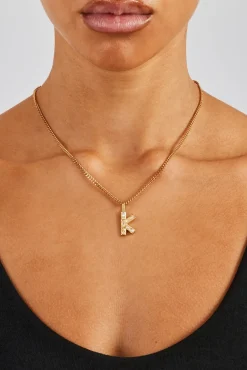 Women JWL-PEND Iced Mixed Stone Letter Pendant - 25mm