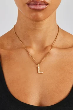 Women JWL-PEND Iced Mixed Stone Letter Pendant - 25mm