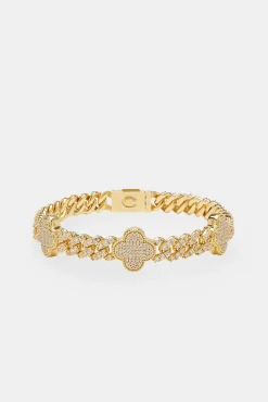 JWL-BRA Iced Motif Cuban Bracelet - Gold - 8mm