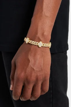 JWL-BRA Iced Motif Cuban Bracelet - Gold - 8mm