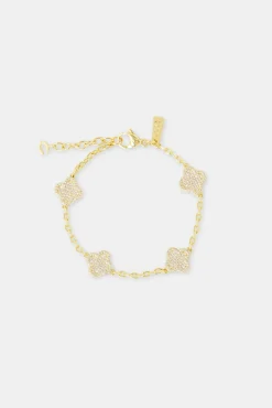 Women JWL-BRA Iced Motif Rolo Link Bracelet - 12mm