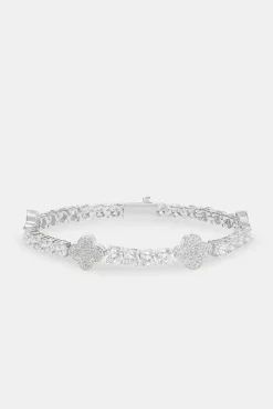 JWL-BRA Iced Motif Tennis Bracelet - White 5mm