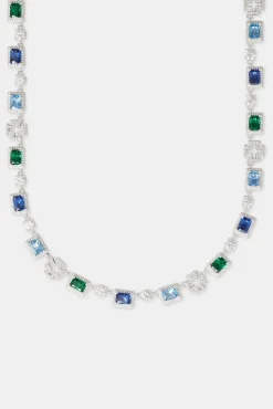 JWL-CHN Iced Multi Gemstone Cross Motif Chain - 8mm