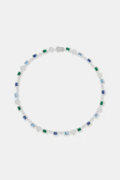 JWL-CHN Iced Multi Gemstone Cross Motif Chain - 8mm