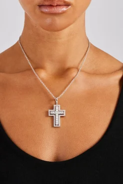 Women JWL-NECK Iced Outline Cross Necklace - 45mm