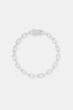 JWL-BRA Iced Pave Rectangular Link Bracelet - 6mm