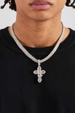 JWL-NECK Iced Prayer Hand Cross Pendant