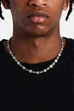 JWL-CHN Iced Round & Rectangle Stone Tennis Chain - 6mm