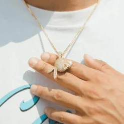 JWL-PEND Iced Skull Pendant - Gold
