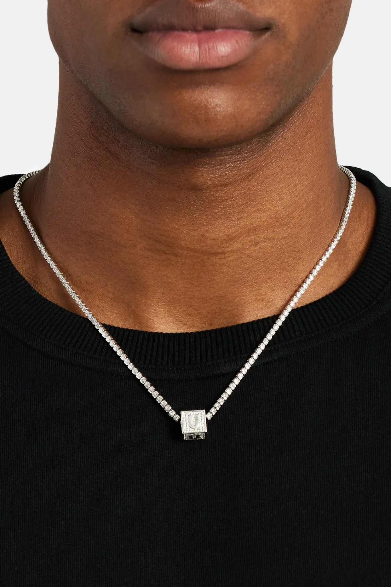 JWL-PEND Iced U Letter Block Pendant