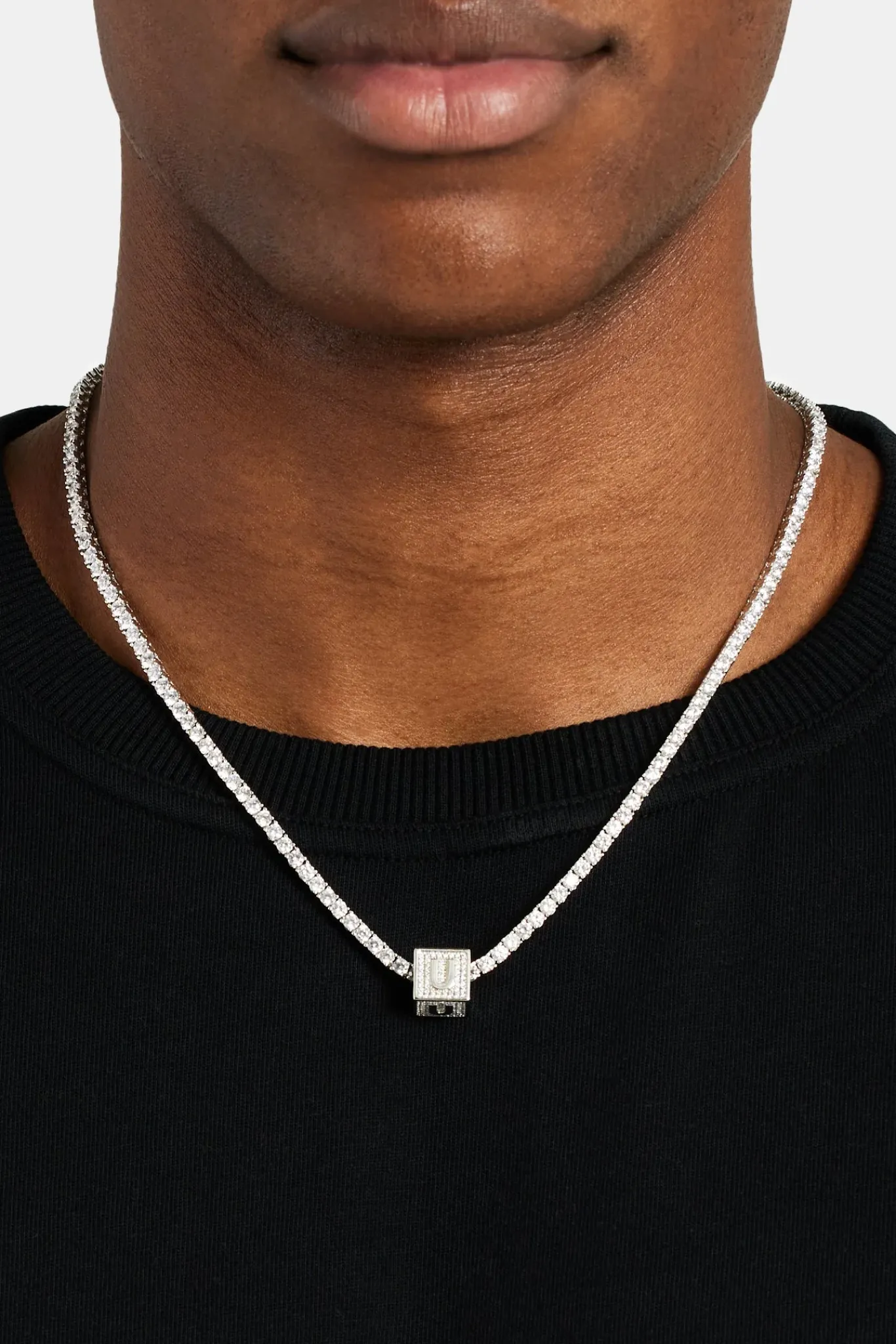 JWL-PEND Iced U Letter Block Pendant