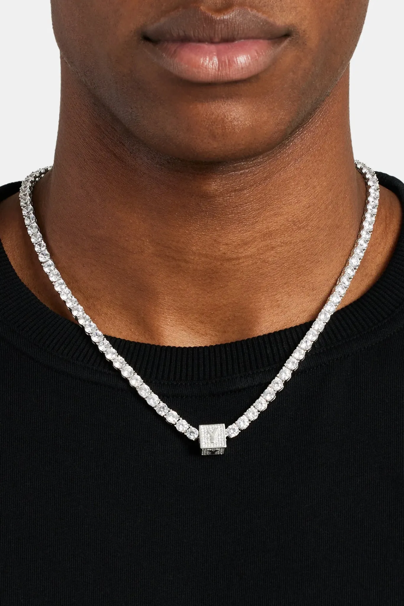 JWL-PEND Iced Y Letter Block Pendant