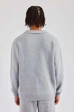 CLO-TOP-HS-SWE-KTW Knit Collared Sweat - Grey