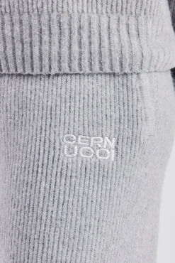 Women CLO-BOT-TRO-KTW Knit Wide Leg Embroidered Jogger - Grey