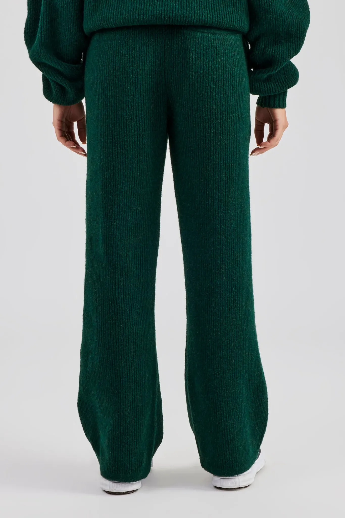 Women CLO-BOT-TRO-KTW Knit Wide Leg Embroidered Jogger - Forest Green